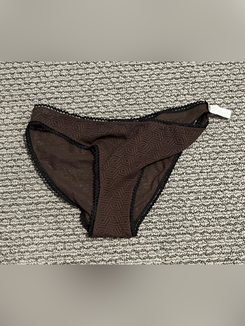 else Brown Textured Bikini Brief with Black Trim